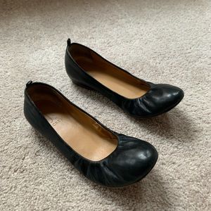 J Crew black soft leather ballerina flats round toe slip on size 9